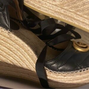 Black Espadrille Wedge Sandals